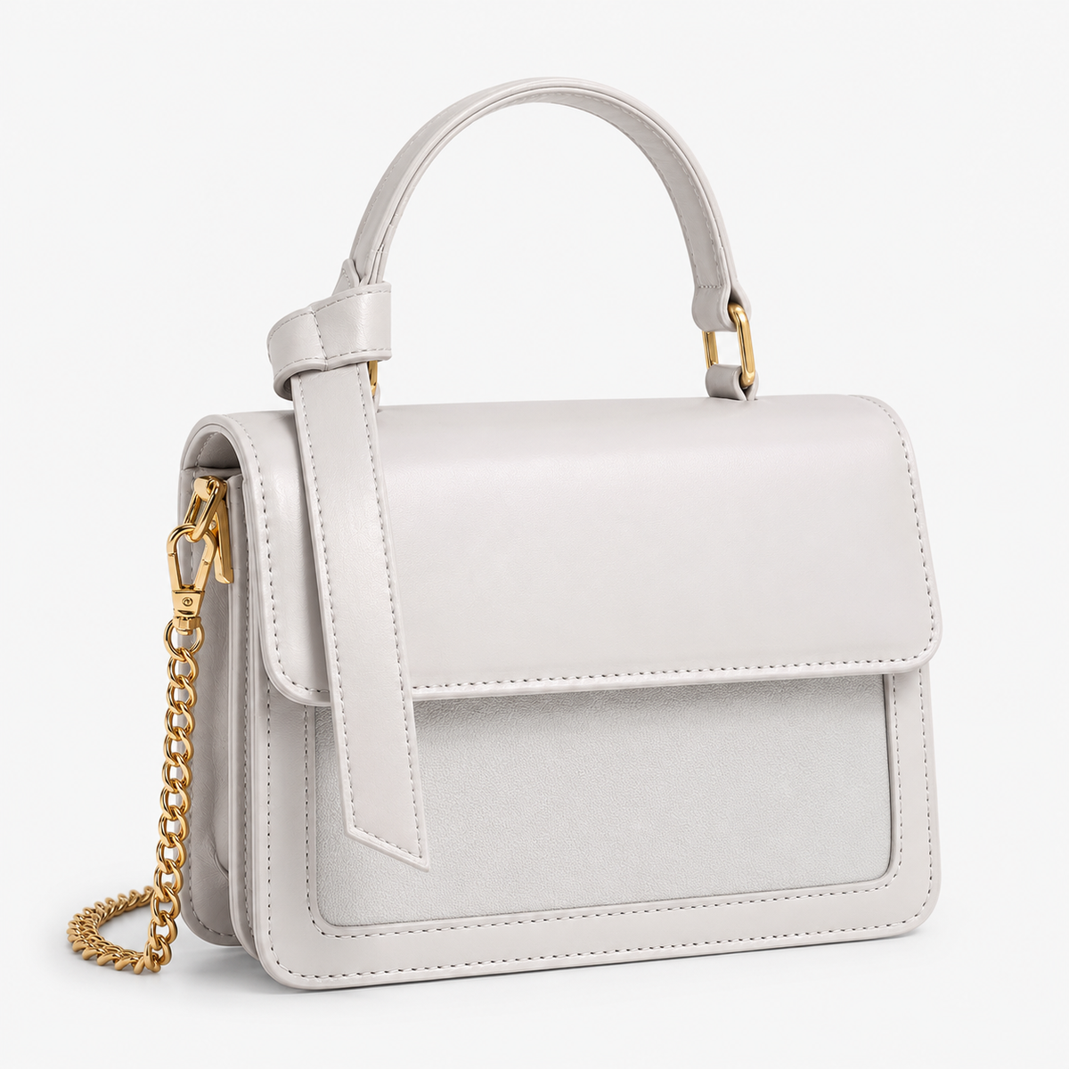 Structured square crossbody bag in white PU leather