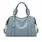 Studded satchel bag in blue PU leather