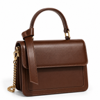 Structured square crossbody bag in coffee brown PU leather