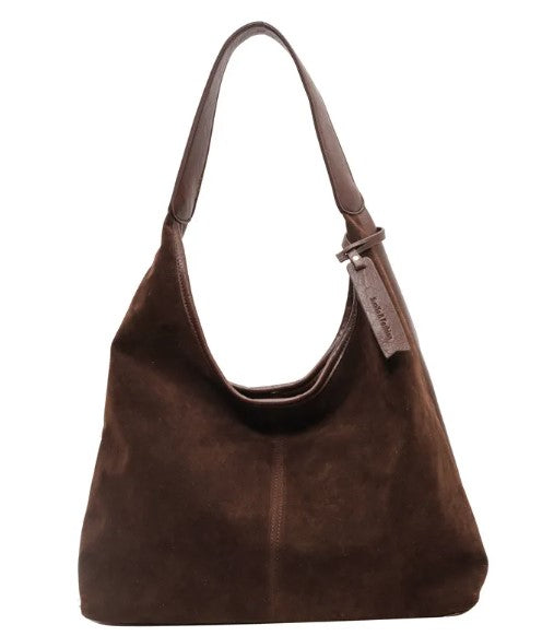 Weiche Hobo-Tasche in Wildlederoptik
