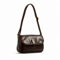 Saddle flap messenger bag in coffee PU leather