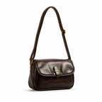 Saddle flap messenger bag in coffee PU leather