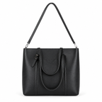 Convertible tote bag in black PU leather