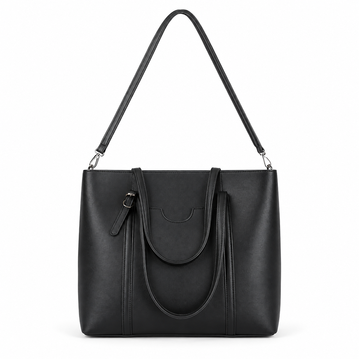 Convertible tote bag in black PU leather