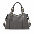 Studded satchel bag in gray PU leather