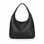 Soft hobo shoulder bag in black PU leather