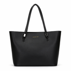 Classic structured tote in black PU leather