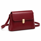 Push-lock shoulder bag in red PU leather