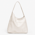 Soft hobo shoulder bag in white PU leather