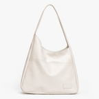 Soft hobo shoulder bag in white PU leather