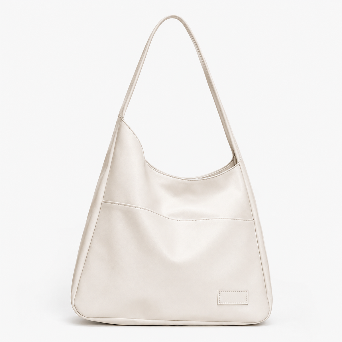 Soft hobo shoulder bag in white PU leather