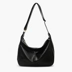 Slouch shoulder bag in black PU leather